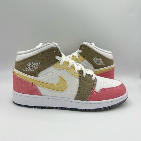 NWB Air Jordan 1 Mid GS Pastel Vivid Green Grind Sneakers - Picture 2 of 9